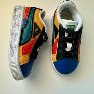 Puma Basket Toddler Colorful Sneakers - Red, Blue, Mustard Yellow
